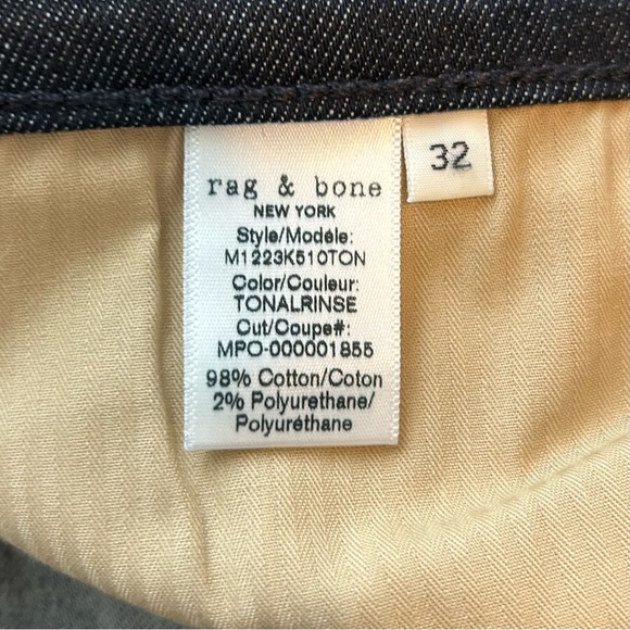 Rag & Bone | Fit 2 - Tonal Rinse Slim Fit Dark Indigo Authentic Stretch Jean 32 - Picture 8 of 13